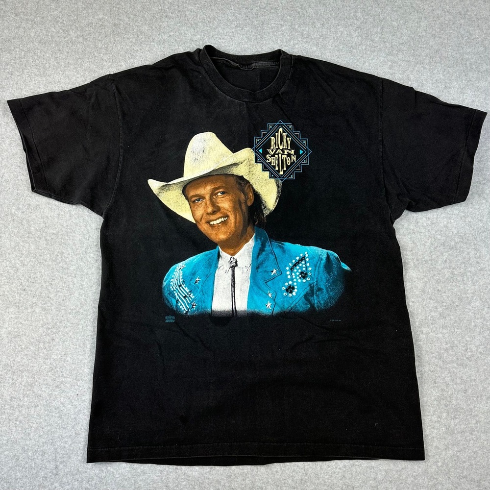 Ricky‎ Van Shelton Country Music T Shirt Black Vintage Graphic Tee Mens XL